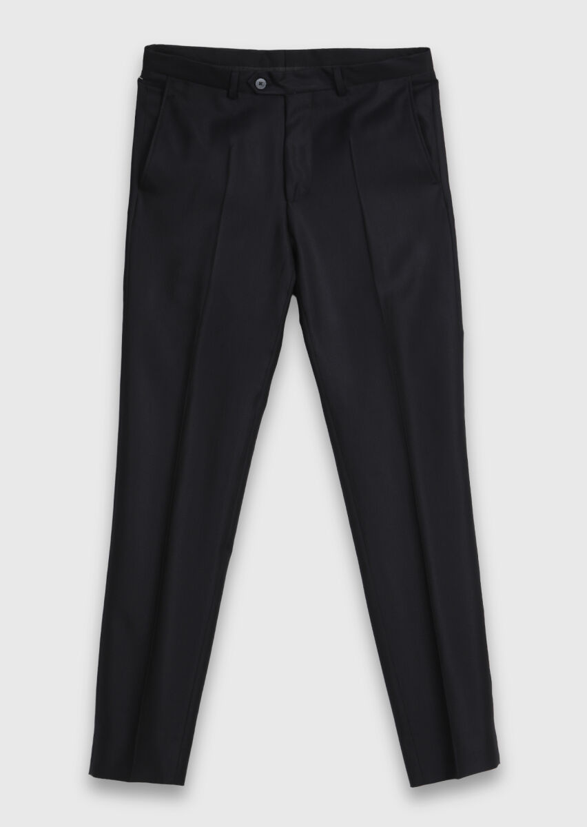 Black Plain Modern Fit Double Breasted Collar Weaving Tuxedo - 6