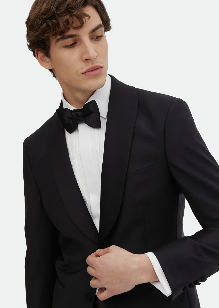 Black Plain Modern Fit Weaving Tuxedo - RAMSEY