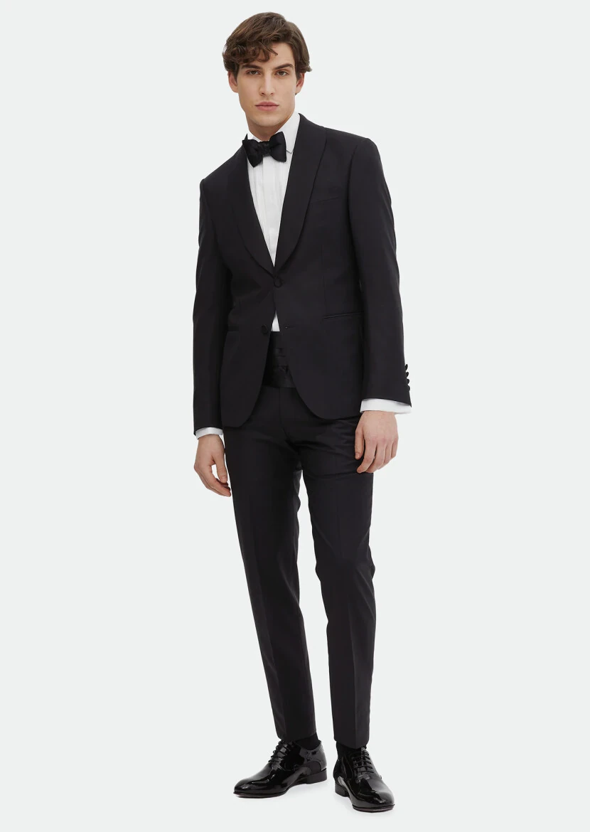 Black Plain Modern Fit Weaving Tuxedo - RAMSEY