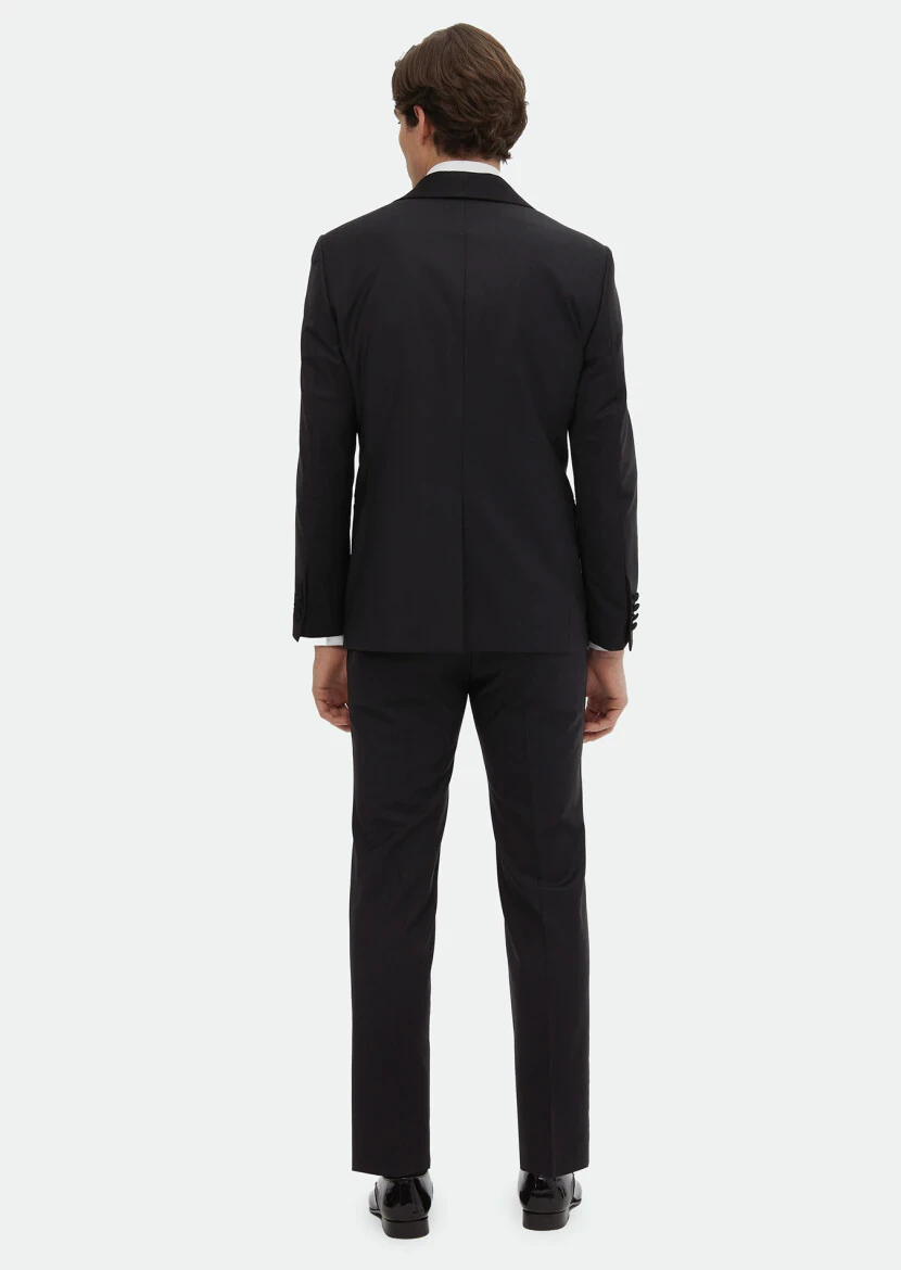 Black Plain Modern Fit Weaving Tuxedo - 5