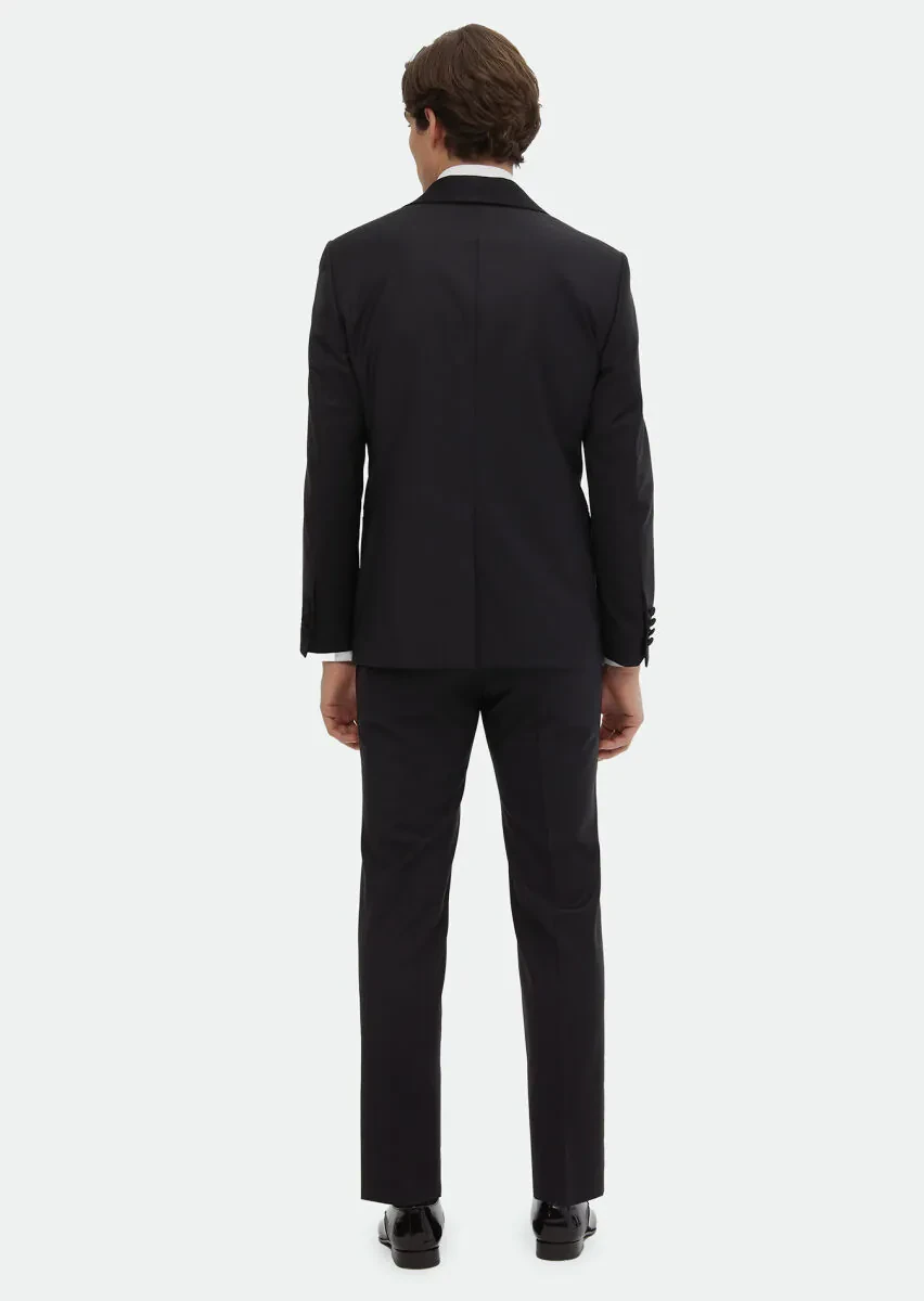 Black Plain Modern Fit Weaving Tuxedo - 5