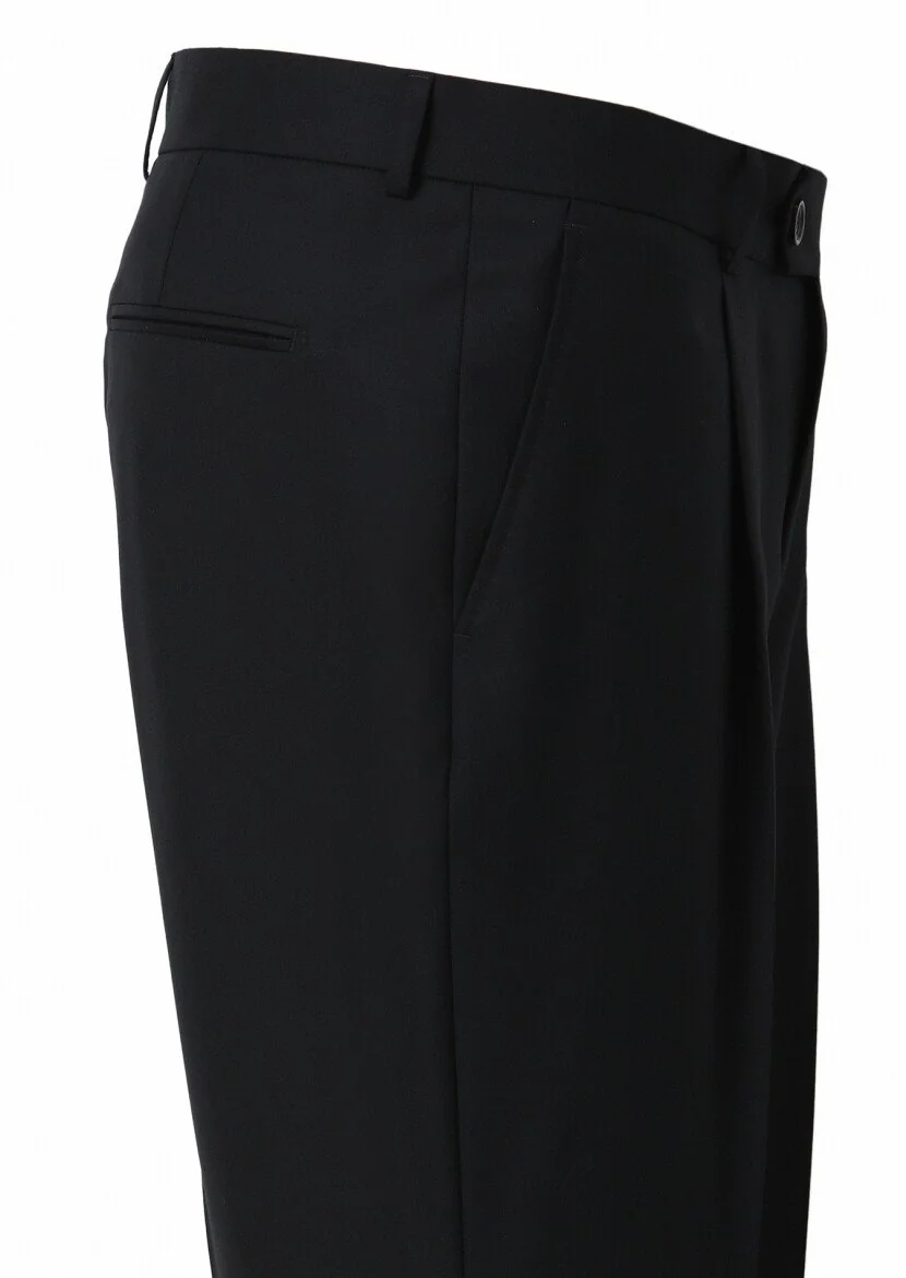 Black Plain Oversize Fit Wool Blended Suit - 5