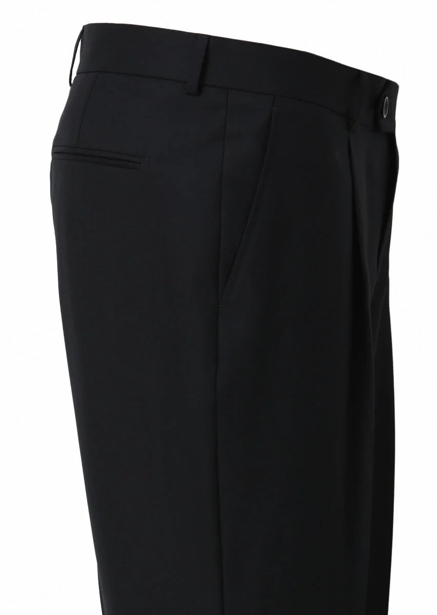 Black Plain Oversize Fit Wool Blended Suit - 5