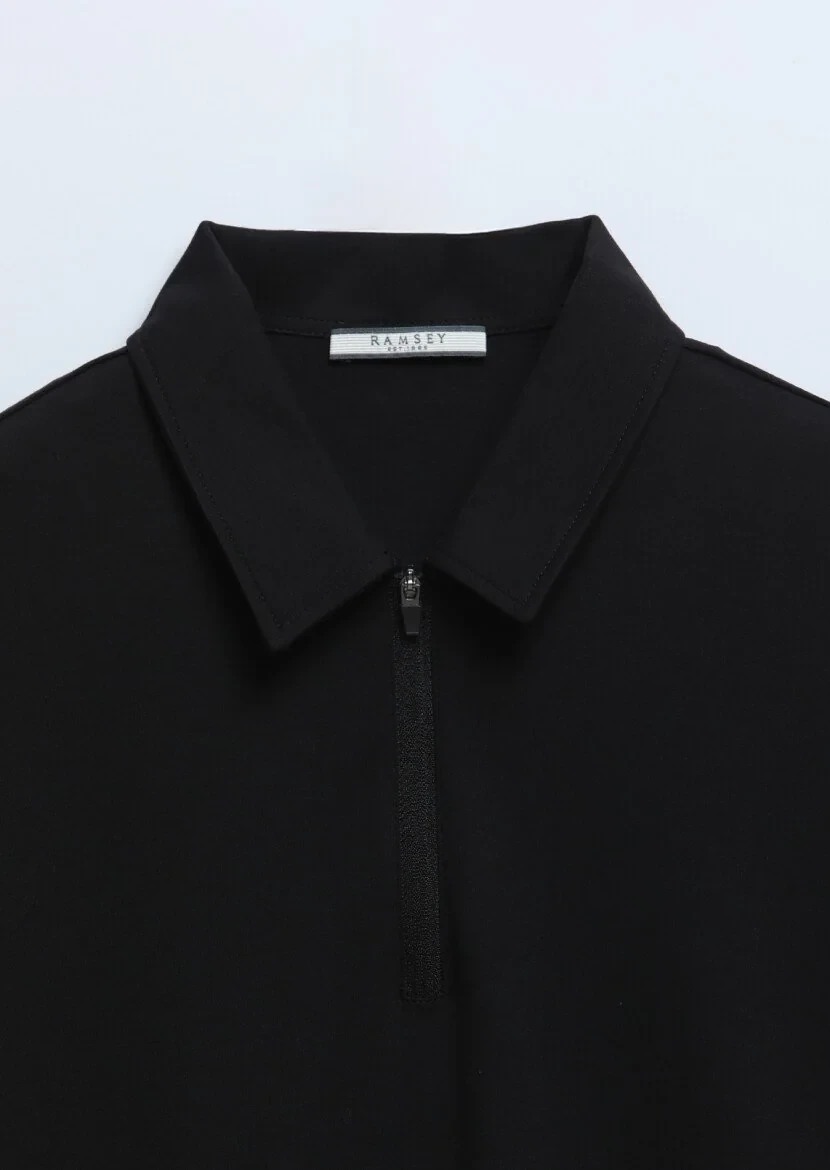 Black Plain Polo Neck 100% Cotton T-Shirt - 8