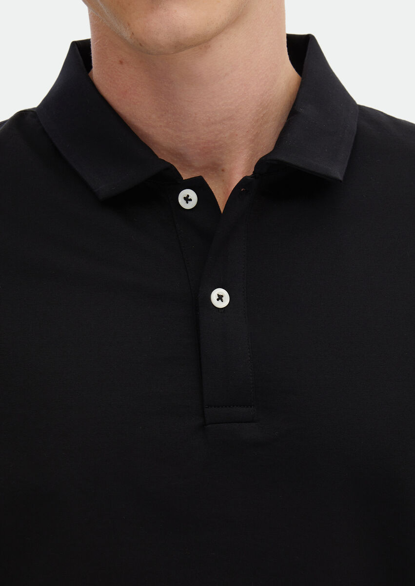 Black Plain Polo Neck 100% Cotton T-Shirt - 5