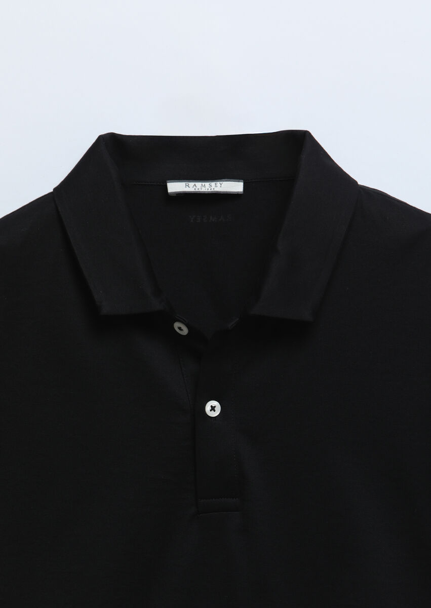 Black Plain Polo Neck 100% Cotton T-Shirt - 8