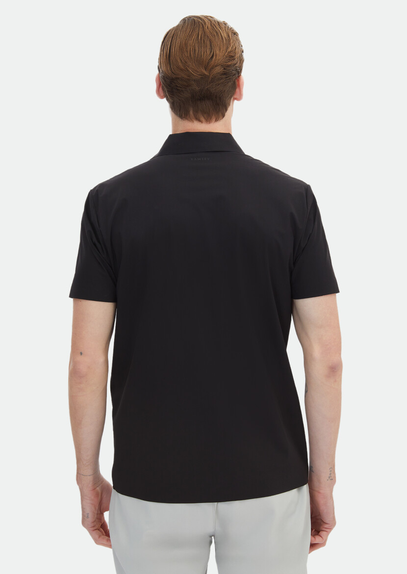 Black Plain Polo Neck T-Shirt - 5