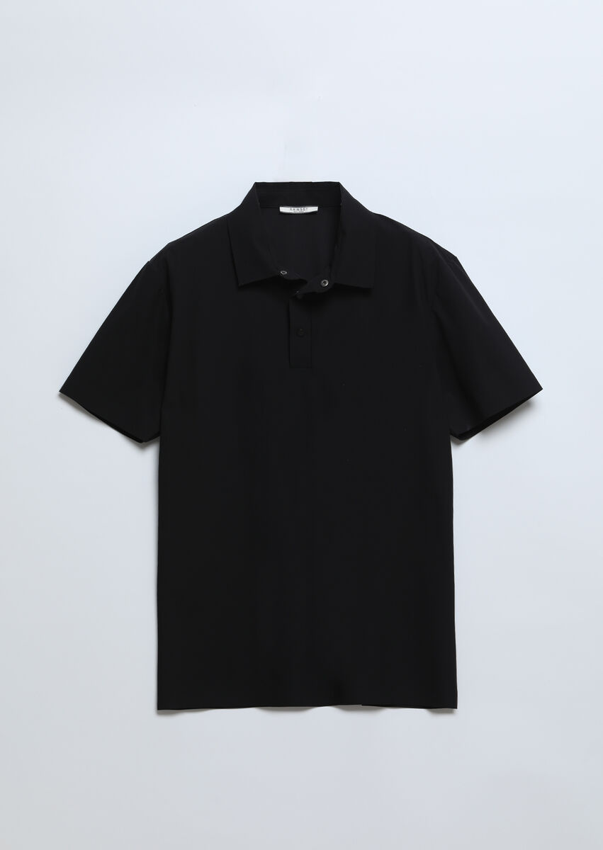 Black Plain Polo Neck T-Shirt - 6