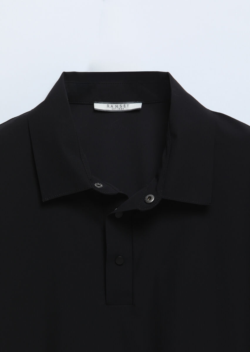 Black Plain Polo Neck T-Shirt - 7