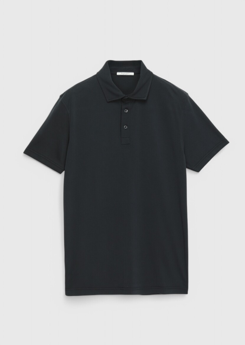 Black Plain Polo Neck T-Shirt 