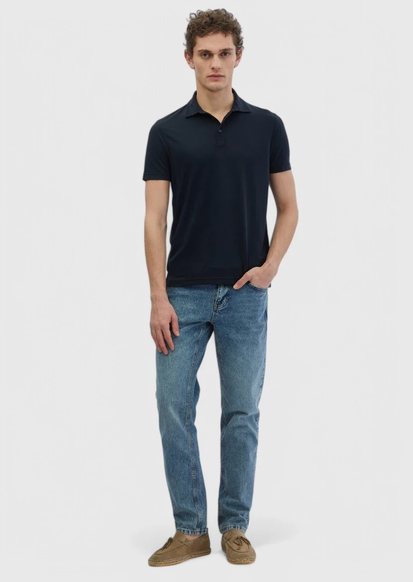 Black Plain Polo Neck T-Shirt 