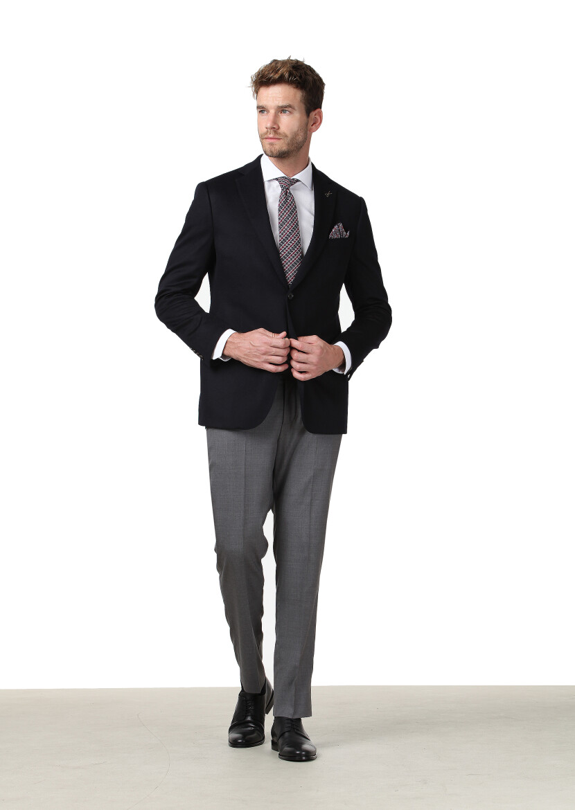 Black Plain Regular Fit 100% Cashmire Jacket - 1