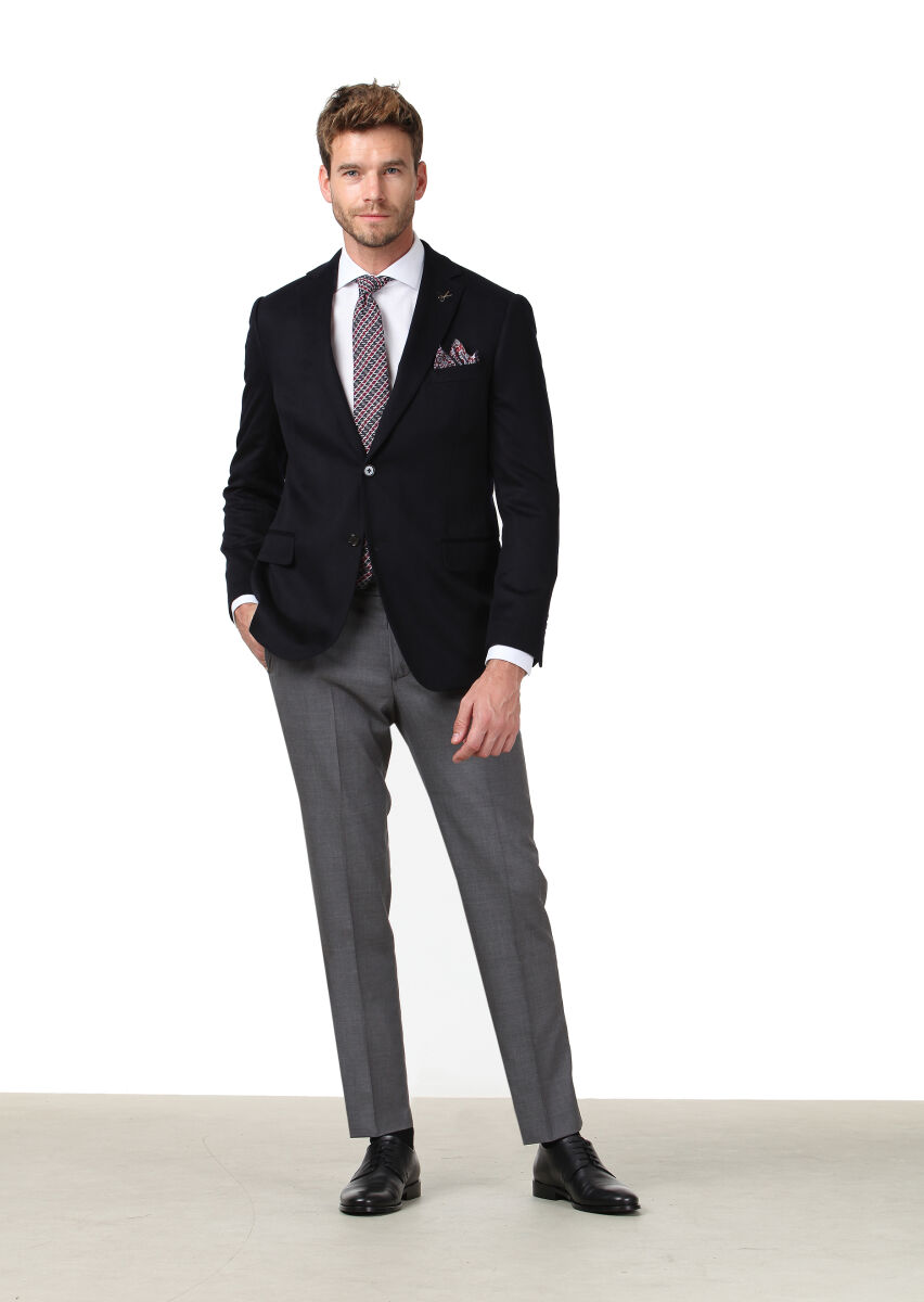 Black Plain Regular Fit 100% Cashmire Jacket - 3