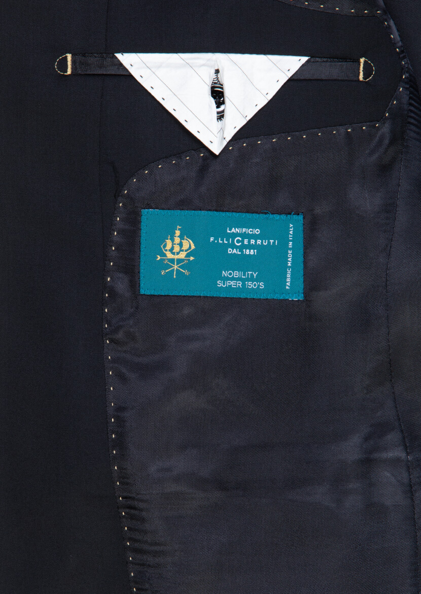 Black Plain Regular Fit 100% Wool Suit - 8