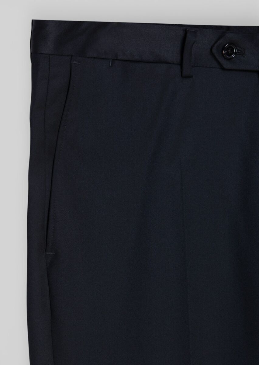 Black Plain Regular Fit 100% Wool Suit - 10