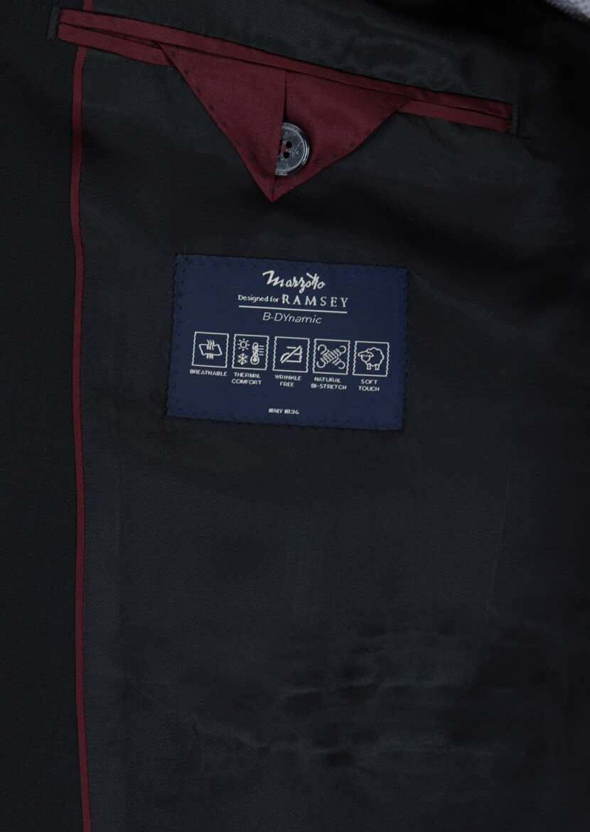 Black Plain Regular Fit 100% Wool Suit - 6