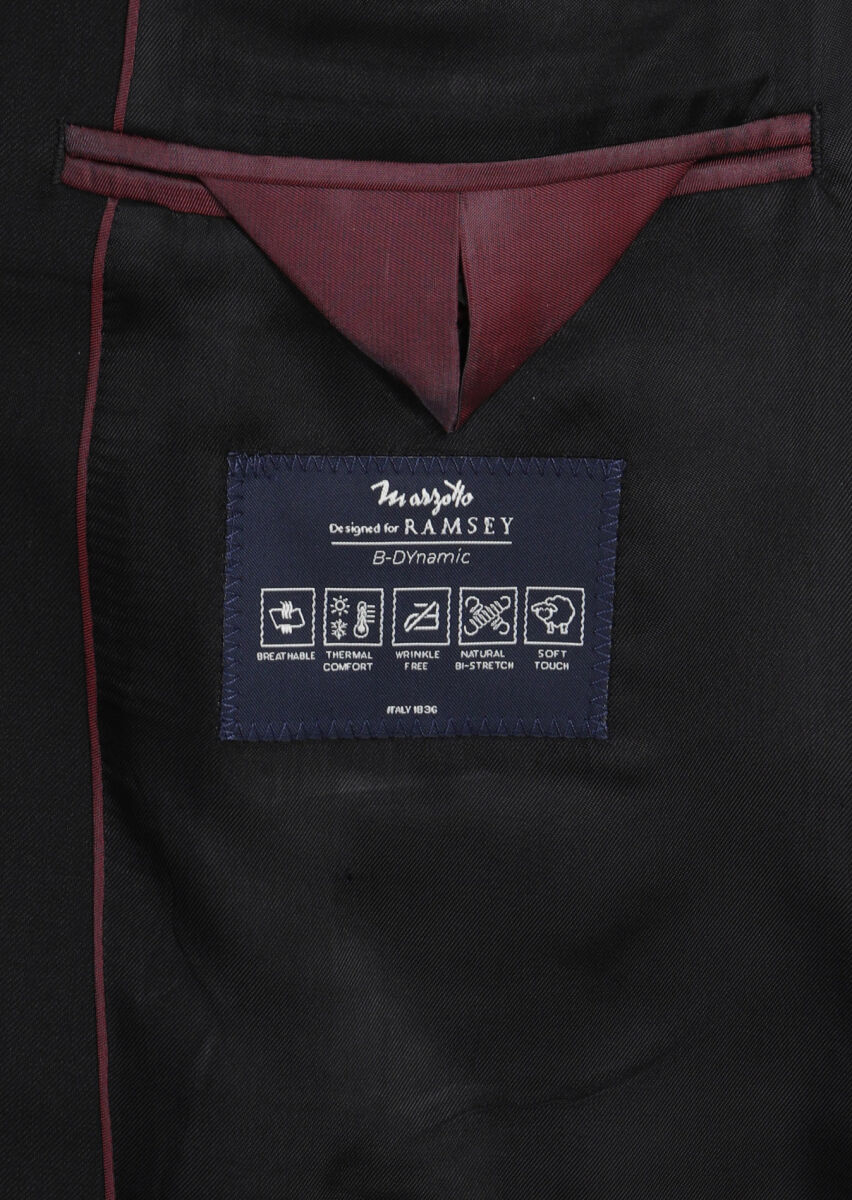 Black Plain Regular Fit 100% Wool Suit - 11