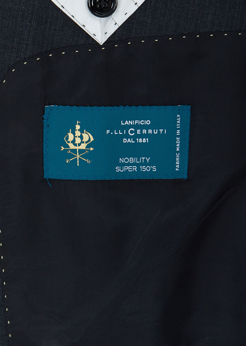 Black Plain Regular Fit 100% Wool Suit - 4