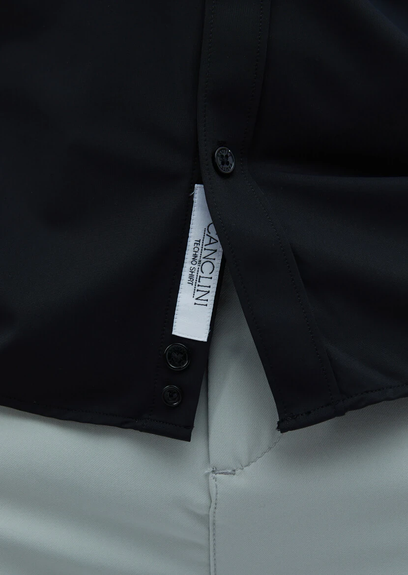 Black Plain Regular Fit Weaving Classical Shirt - 5