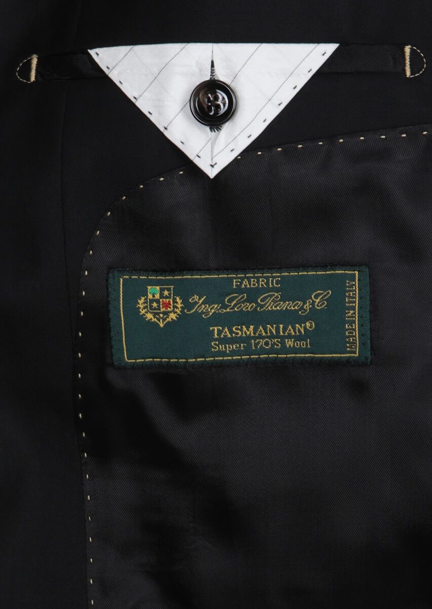 Black Plain Regular Fit Wool Blended Suit - 11