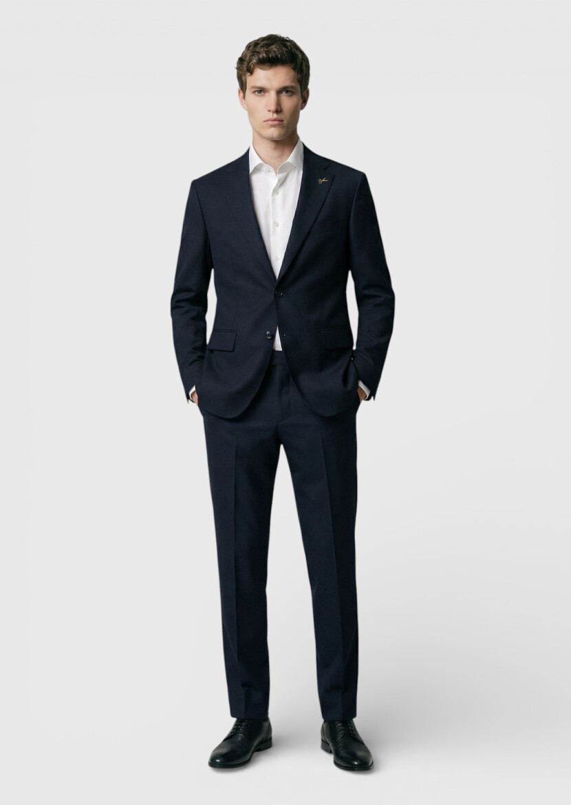 Black Plain Shirt Shoulder Slim Fit 100% Wool Jacket - RAMSEY