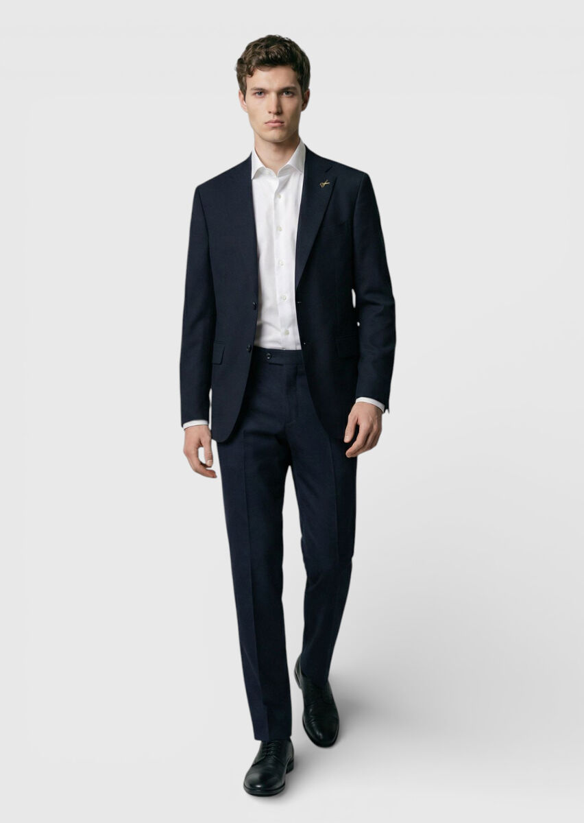 Black Plain Shirt Shoulder Slim Fit 100% Wool Jacket - 2