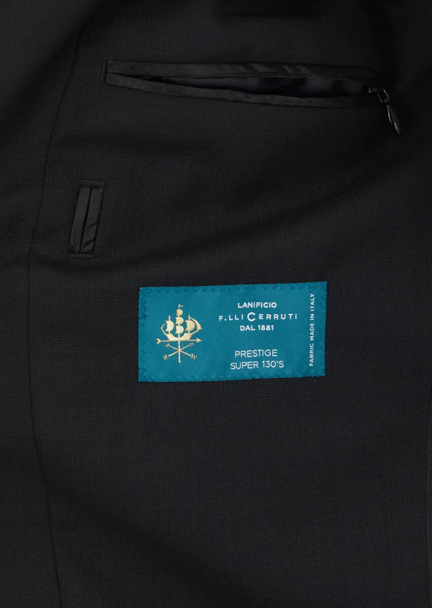 Black Plain Shirt Shoulder Slim Fit 100% Wool Jacket - 5