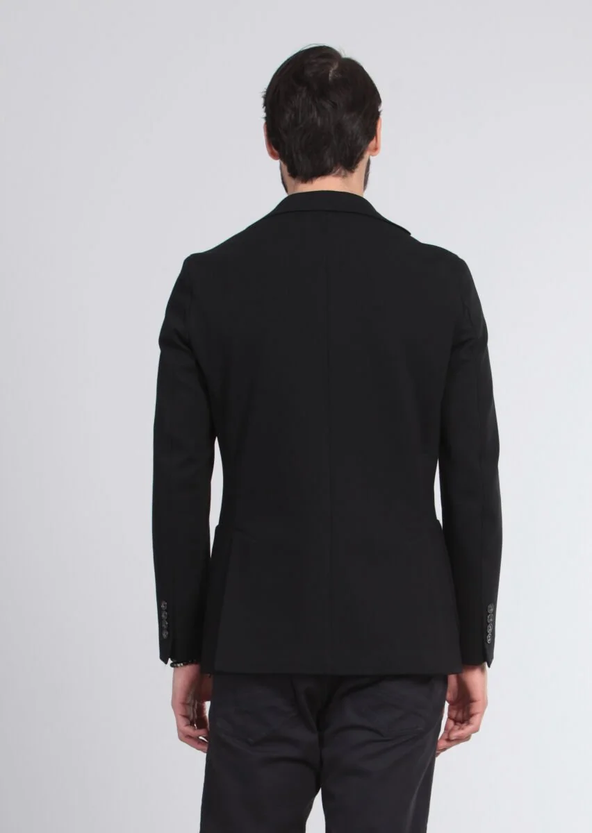 Black Plain Shirt Shoulder Slim Fit Jacket - 5