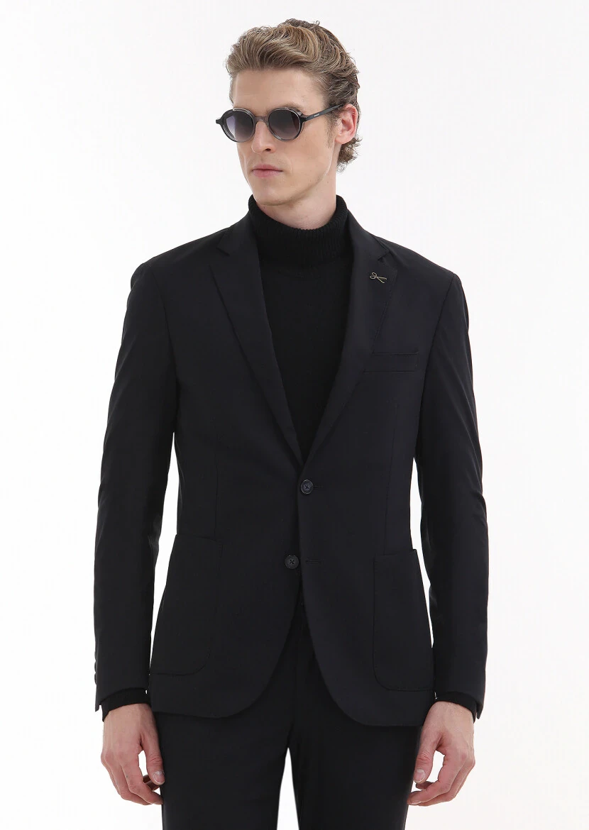 Black Plain Suit - 2