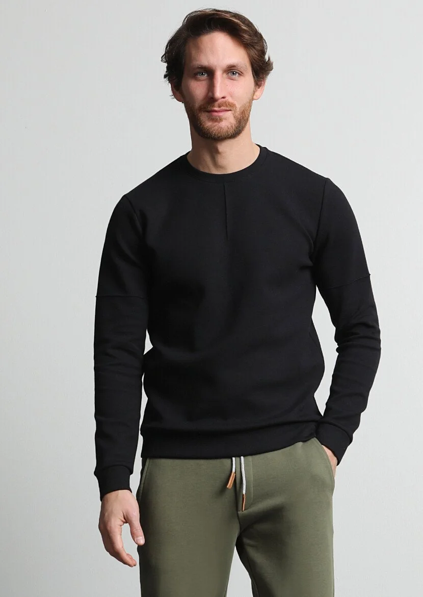 Black Plain Sweatshirt - 1