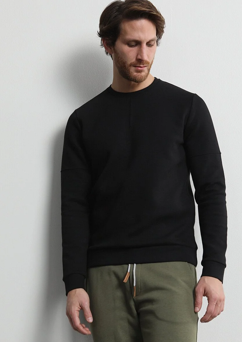 Black Plain Sweatshirt - 2