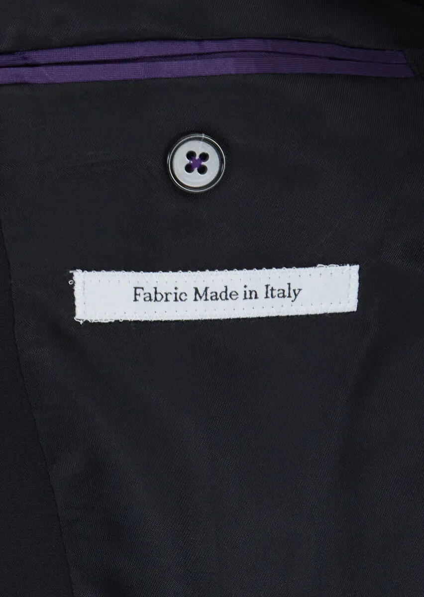 Black Plain Wool Blended Suit - 5