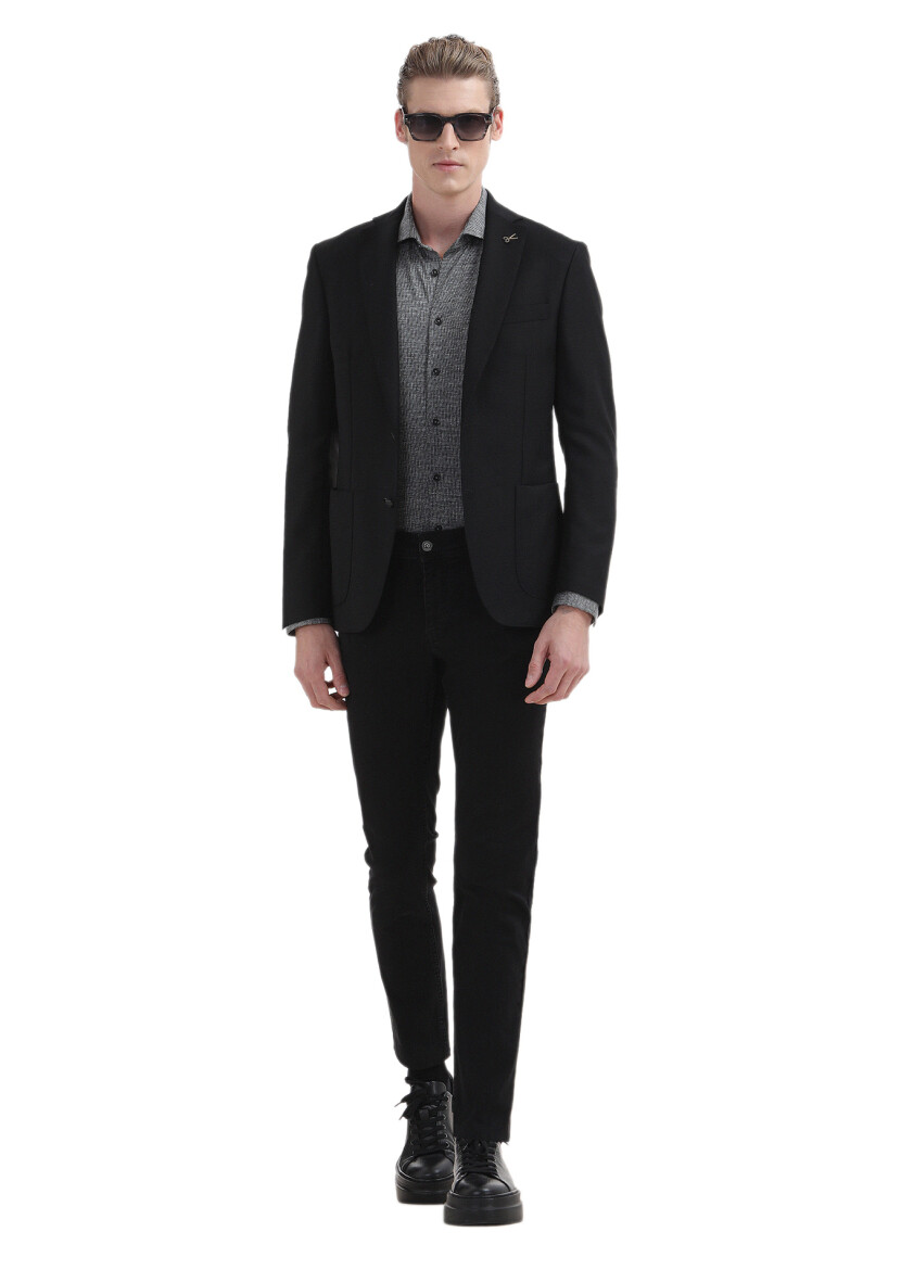 Black Plain Zeroweight Slim Fit 100% Wool Jacket - RAMSEY