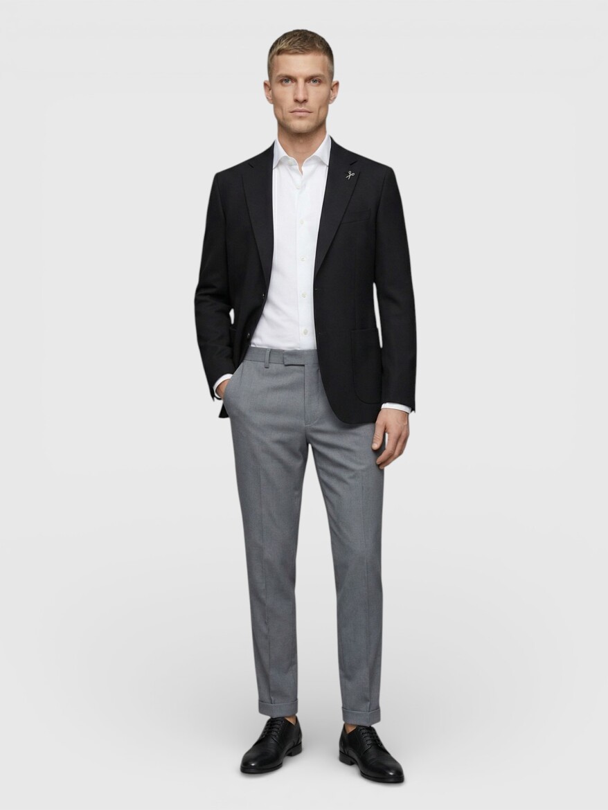 Black Plain Zeroweight Slim Fit 100% Wool Jacket - RAMSEY