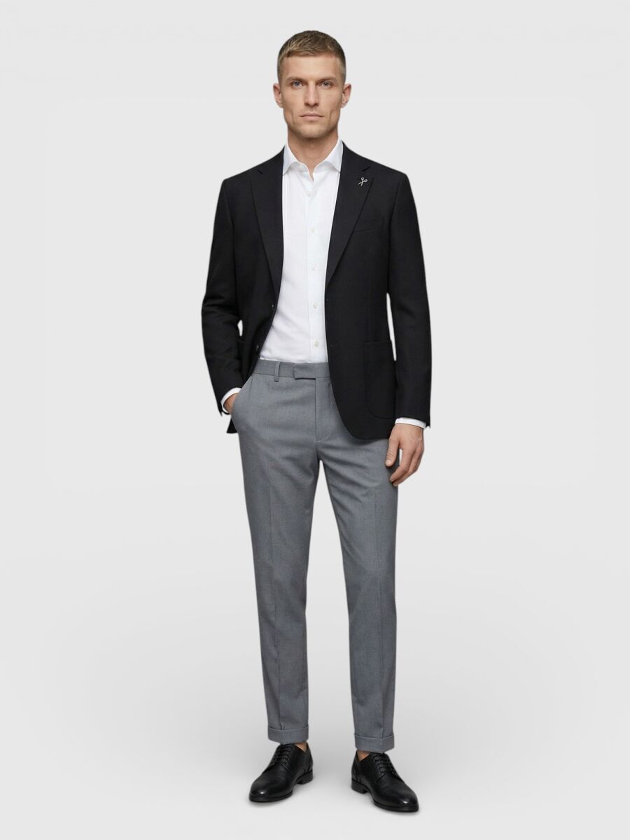 Black Plain Zeroweight Slim Fit 100% Wool Jacket - 2