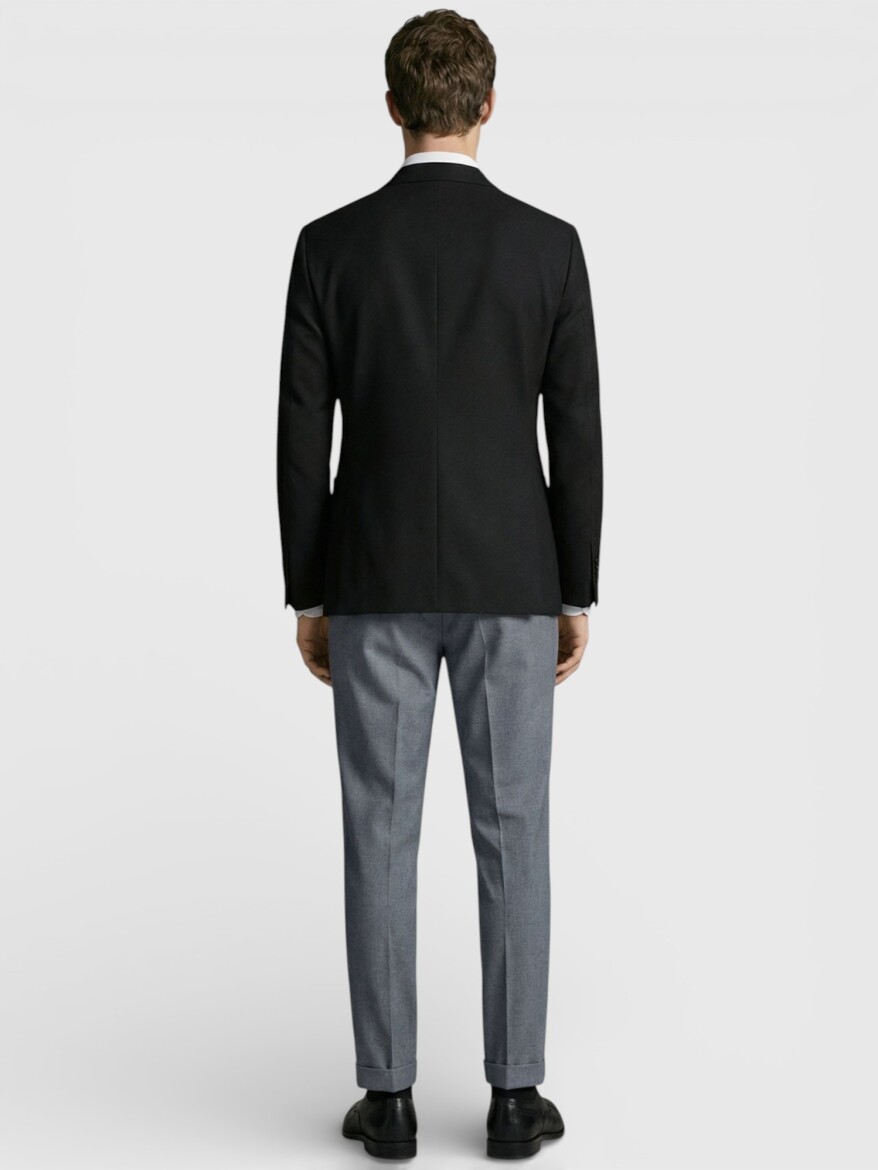 Black Plain Zeroweight Slim Fit 100% Wool Jacket - 4