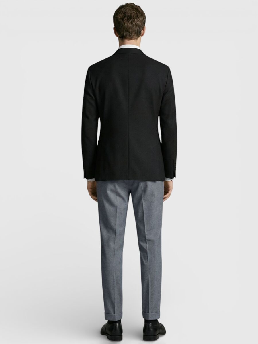 Black Plain Zeroweight Slim Fit 100% Wool Jacket - 4