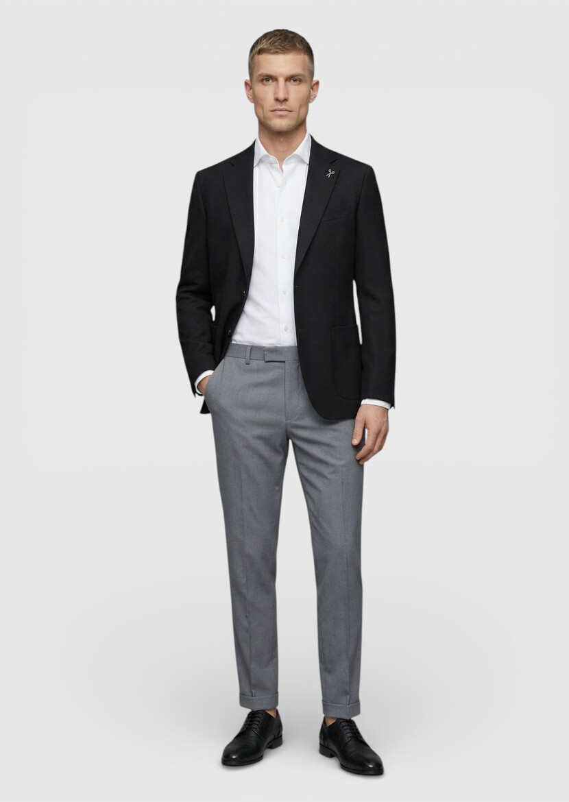Black Plain Zeroweight Slim Fit 100% Wool Jacket - 3