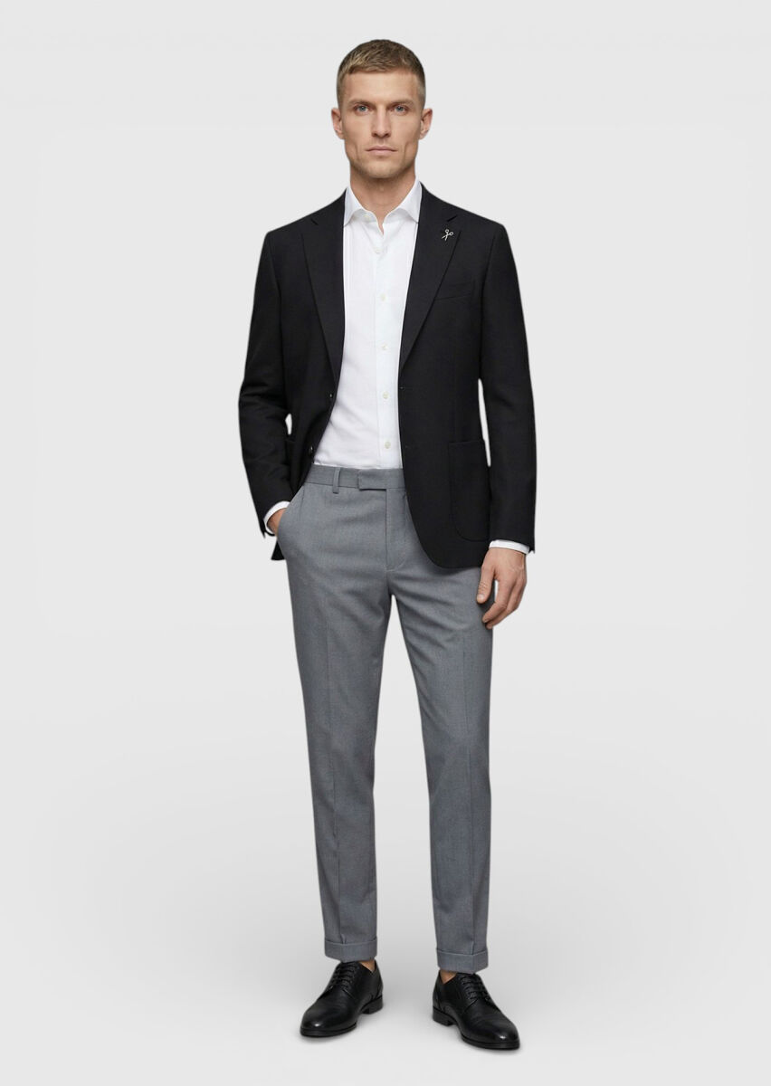 Black Plain Zeroweight Slim Fit 100% Wool Jacket - 3
