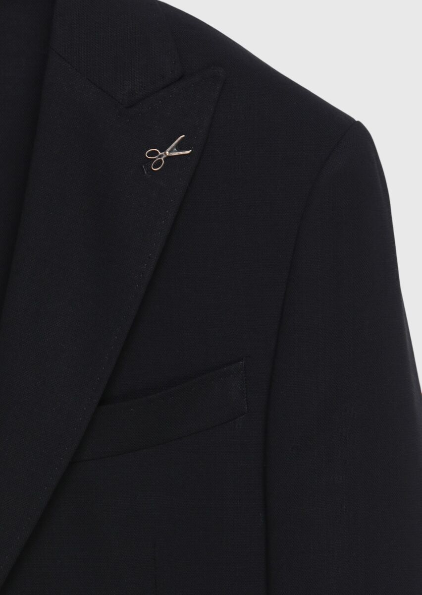 Black Plain Zeroweight Slim Fit 100% Wool Jacket - 5
