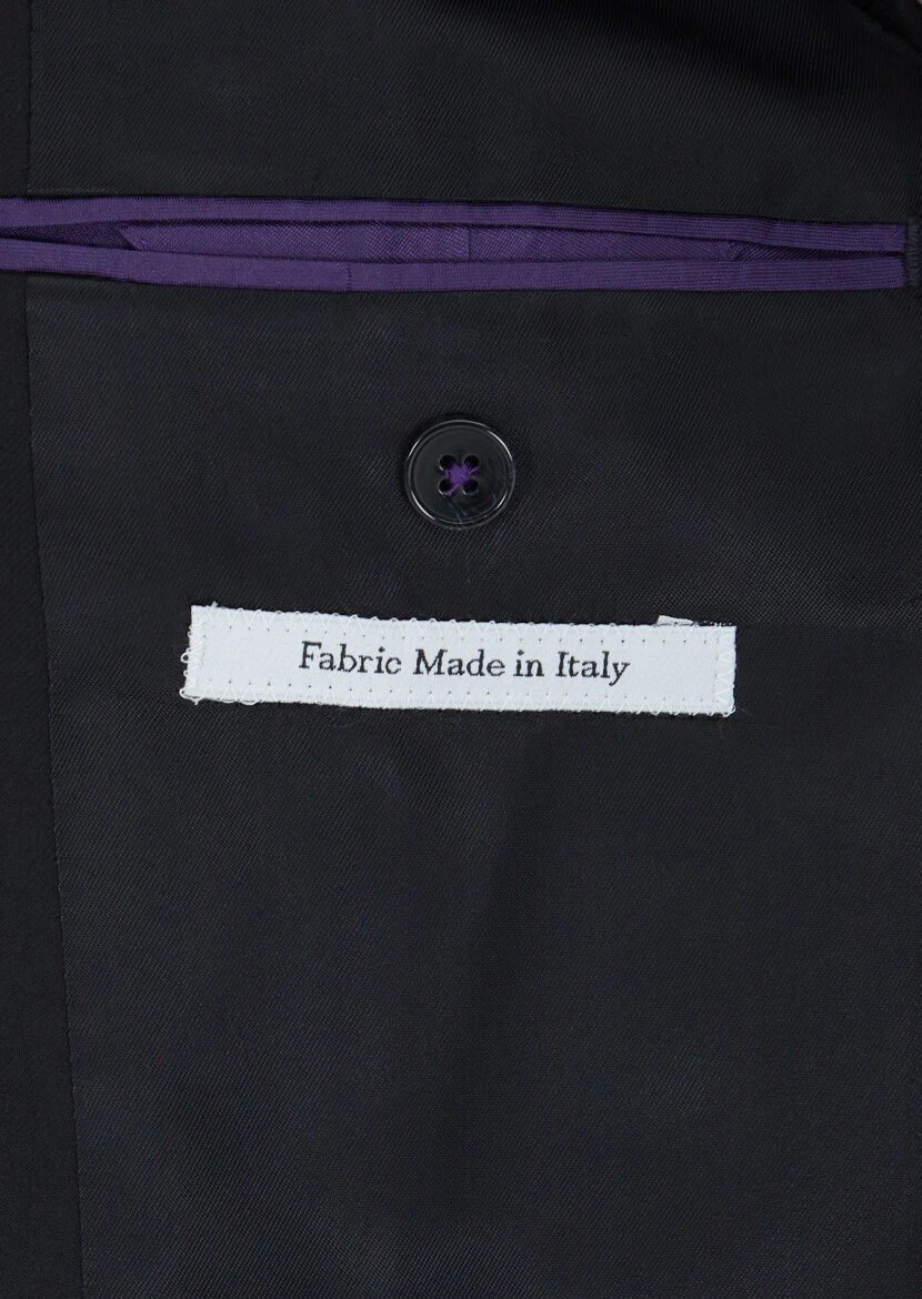 Black Plain Zeroweight Slim Fit 100% Wool Suit - 4