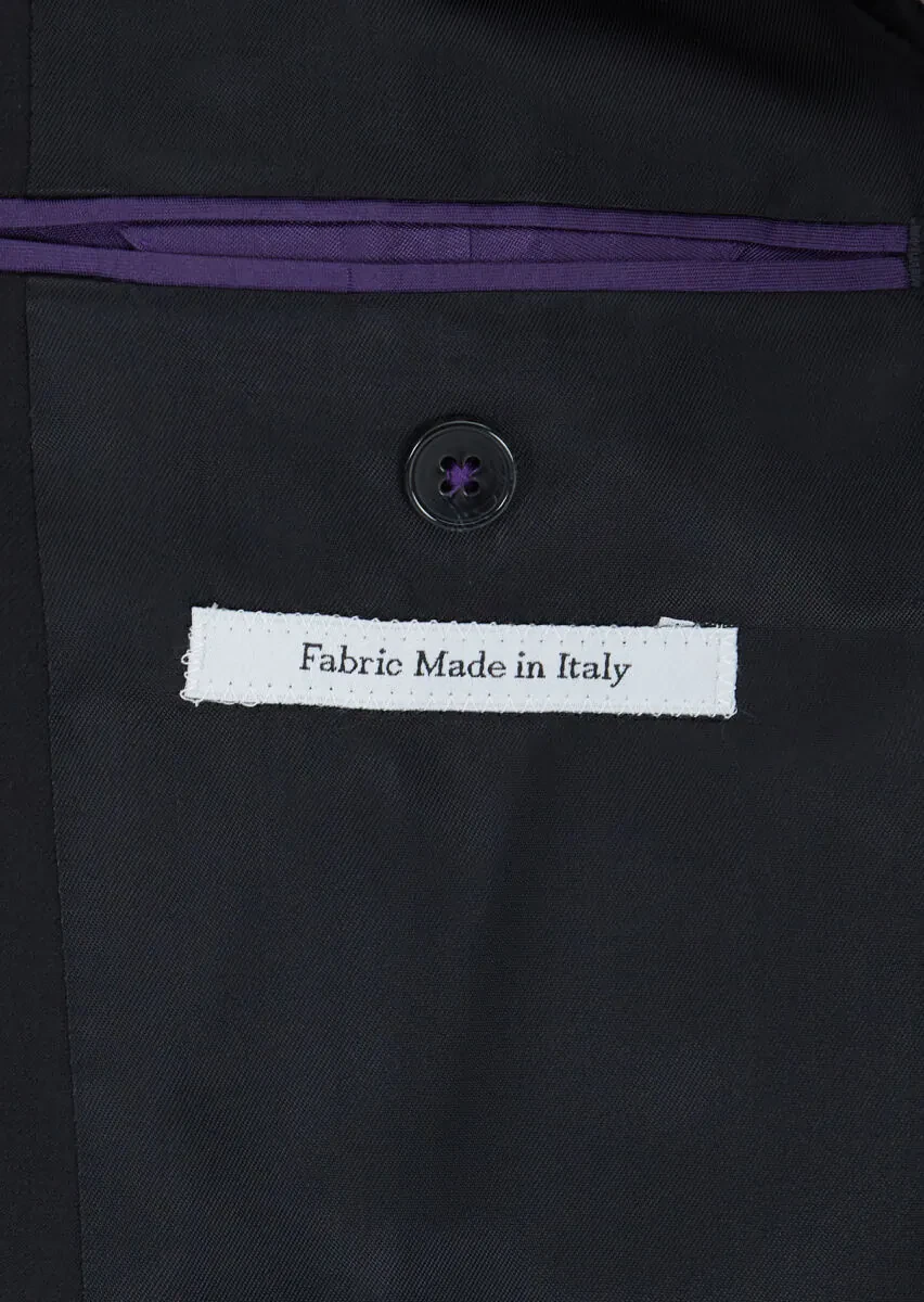 Black Plain Zeroweight Slim Fit 100% Wool Suit - 4