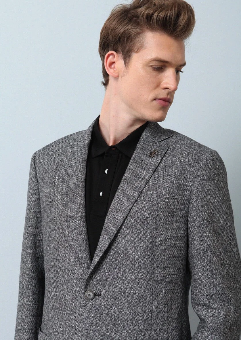 Black Plain Zeroweight Slim Fit Cotton Blended Jacket - 3