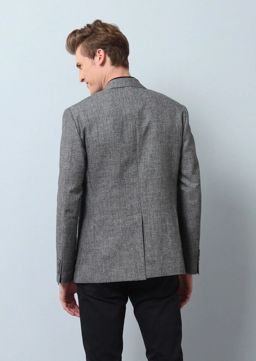 Black Plain Zeroweight Slim Fit Cotton Blended Jacket - 5