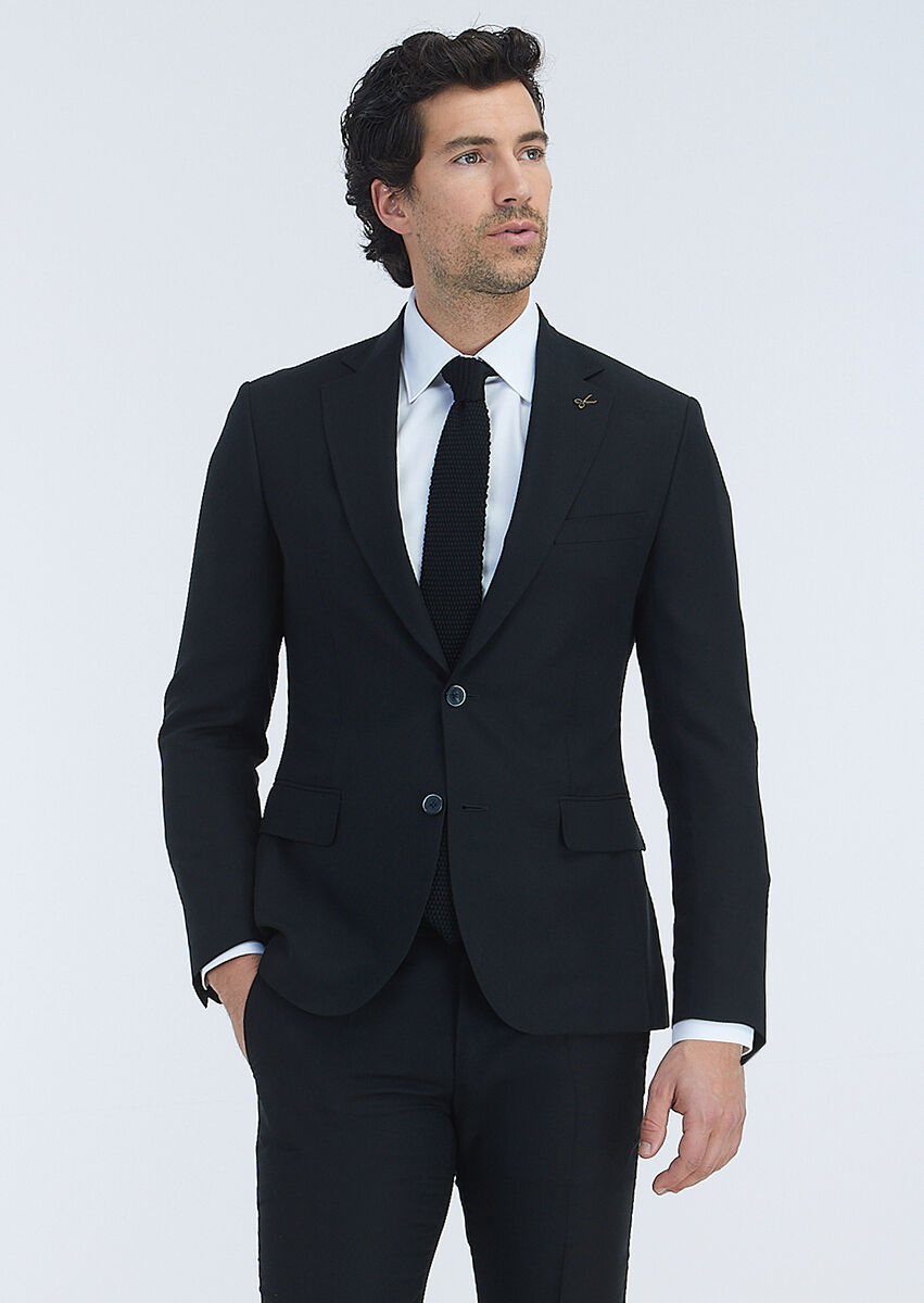 Black Plain Zeroweight Slim Fit Suit - 3