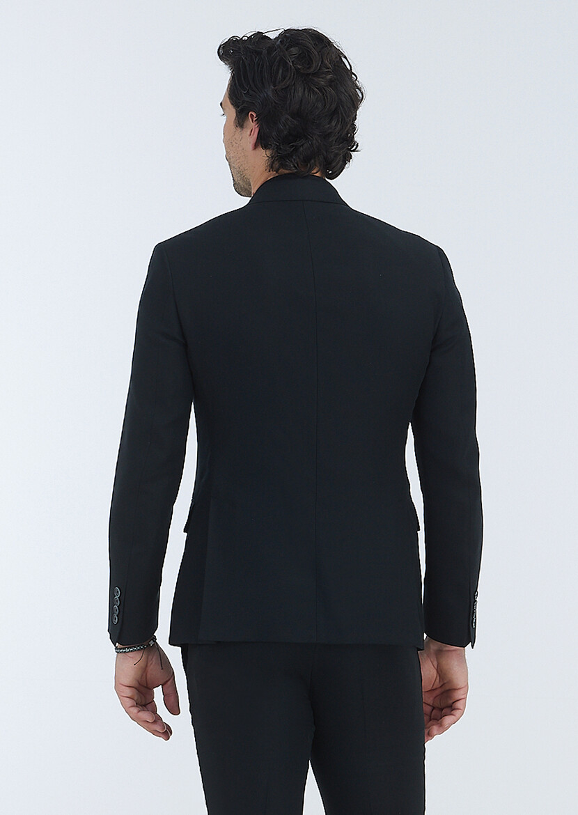 Black Plain Zeroweight Slim Fit Suit - 7