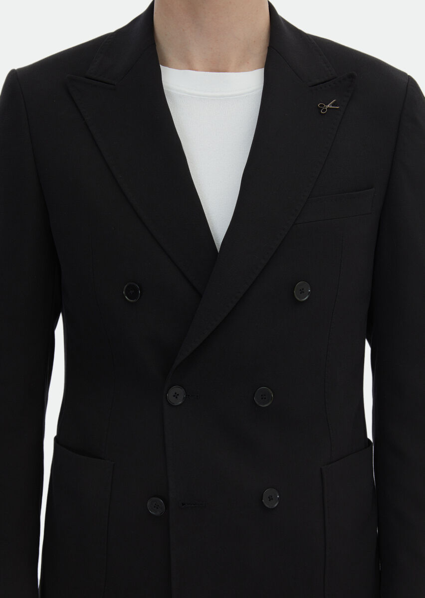 Black Plain Zeroweight Slim Fit Suit - 5
