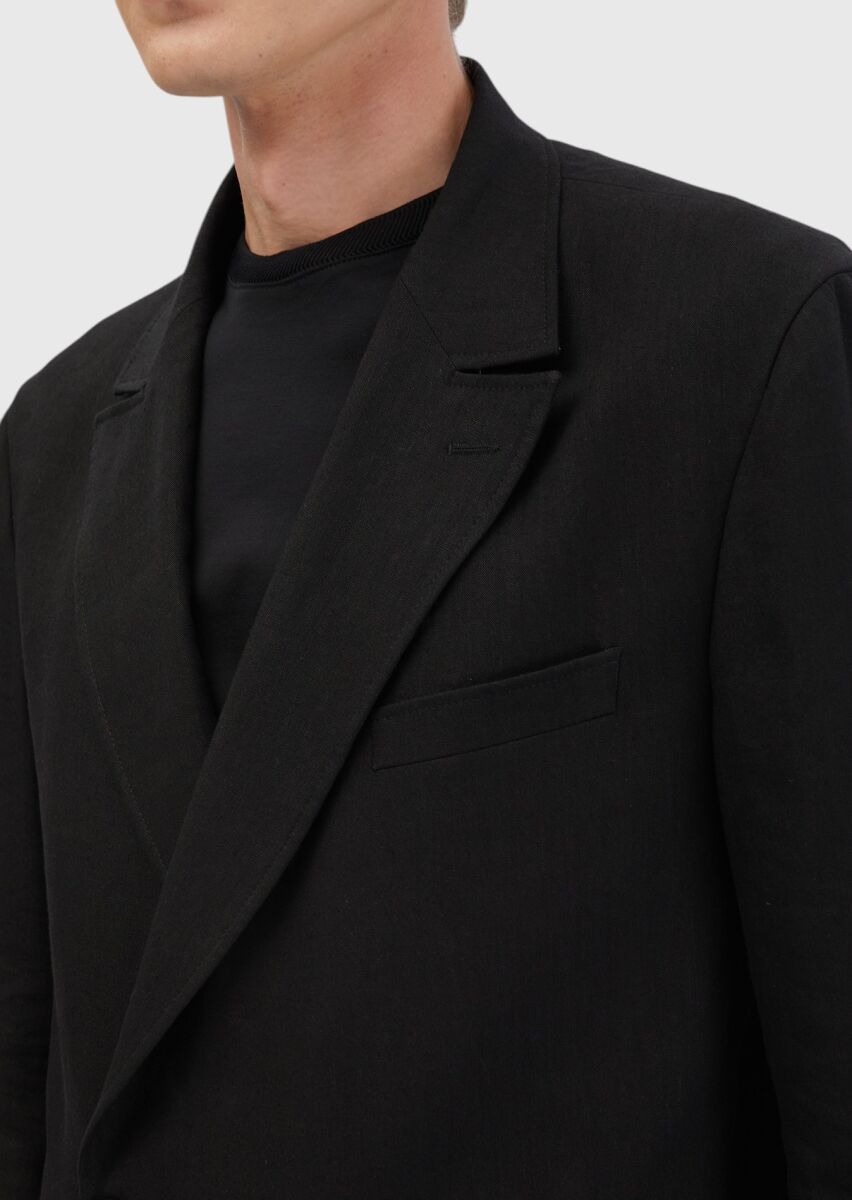 Black Plain Zeroweight Slim Fit Wool Blended Suit - 4