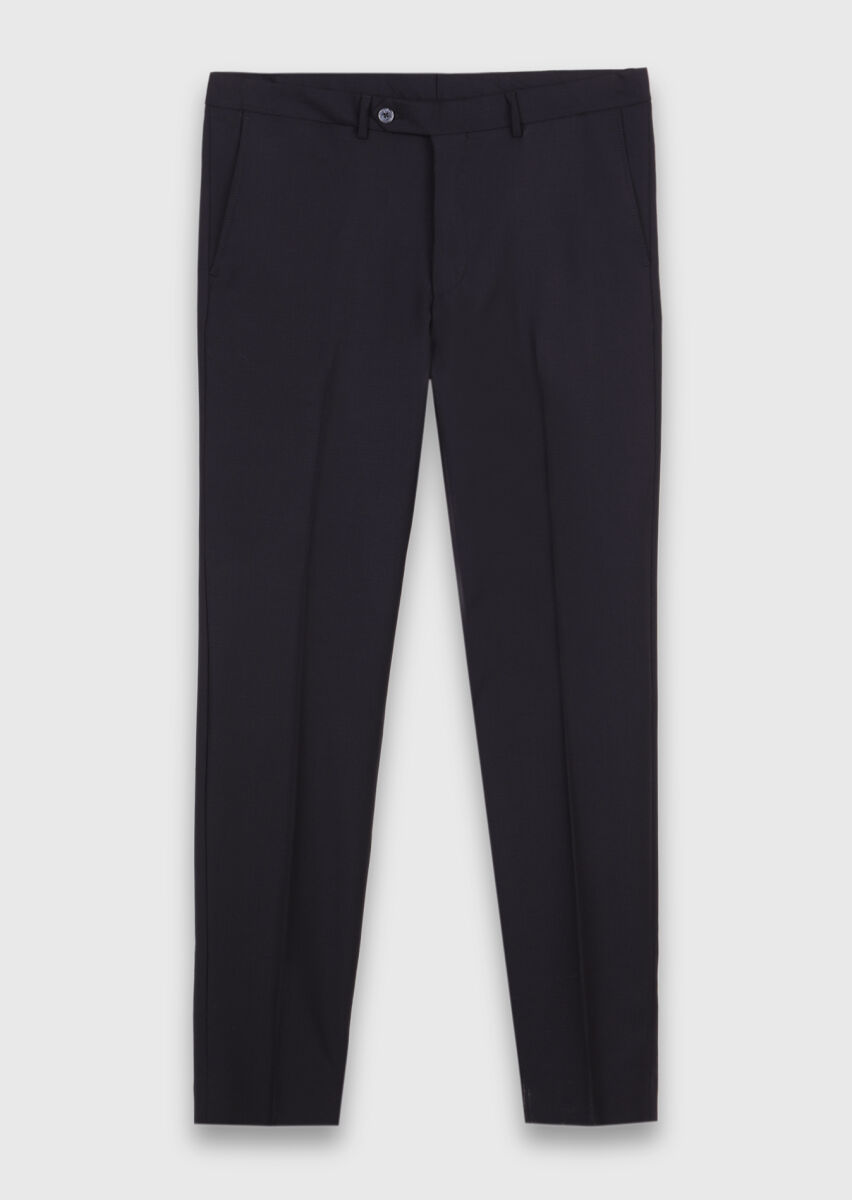Black Plain Wool Blended Suit - 6