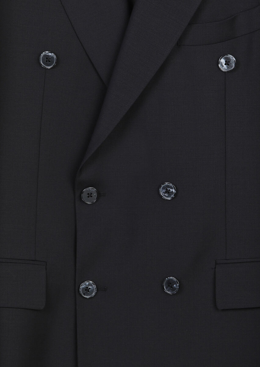 Black Plain Wool Blended Suit - 9